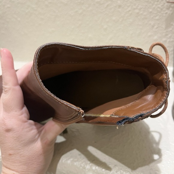 Bamboo Brown Booties Zipper Tie Back Ankle Boots Women's Size 9‎ Faux Leather - Picture 5 of 6